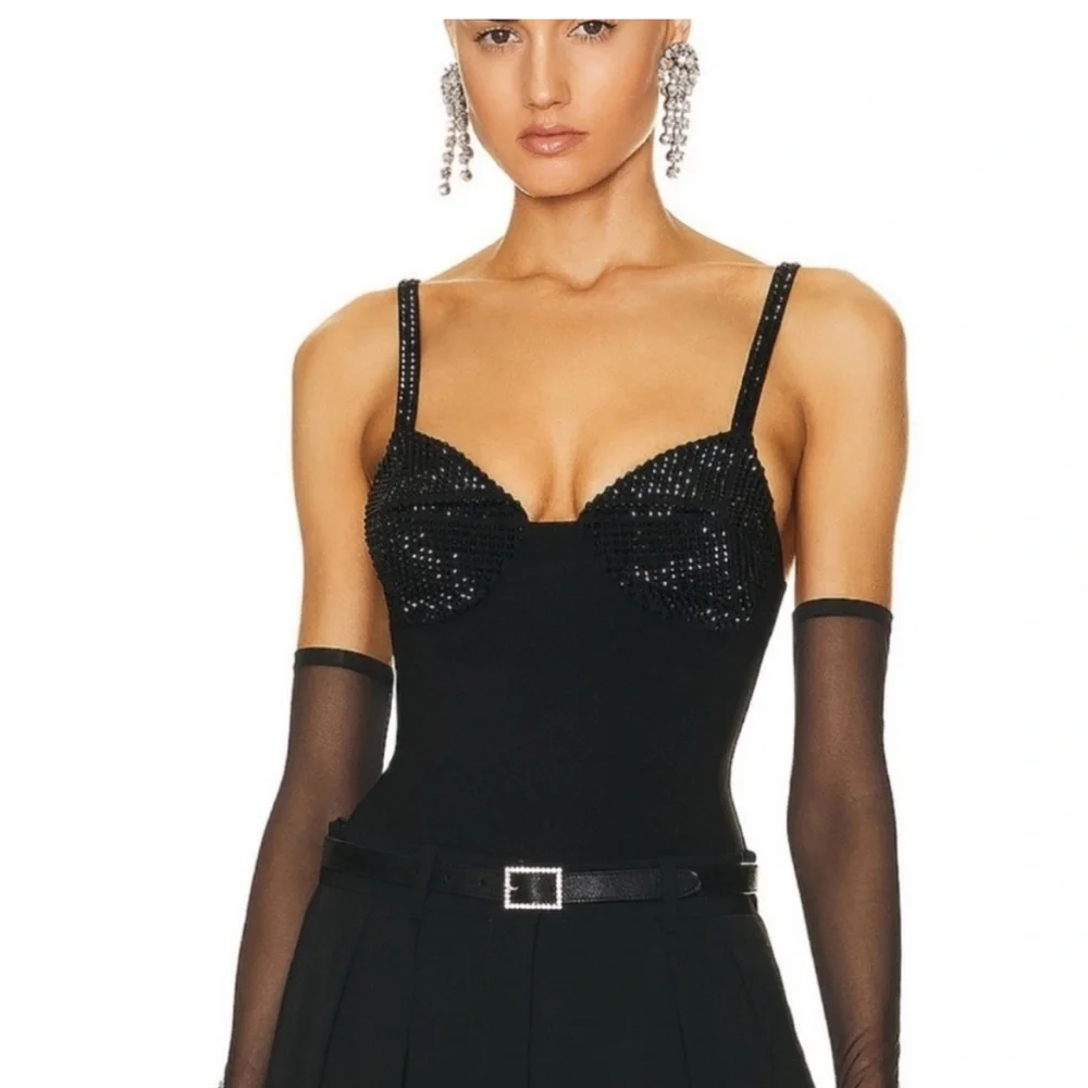 Area Stylish Black Sequin Bodysuit - Picture 2 of 4